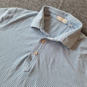 Tasc Performance Polo Shirt Mens Medium Blue White Striped Golf Bamboo TM643